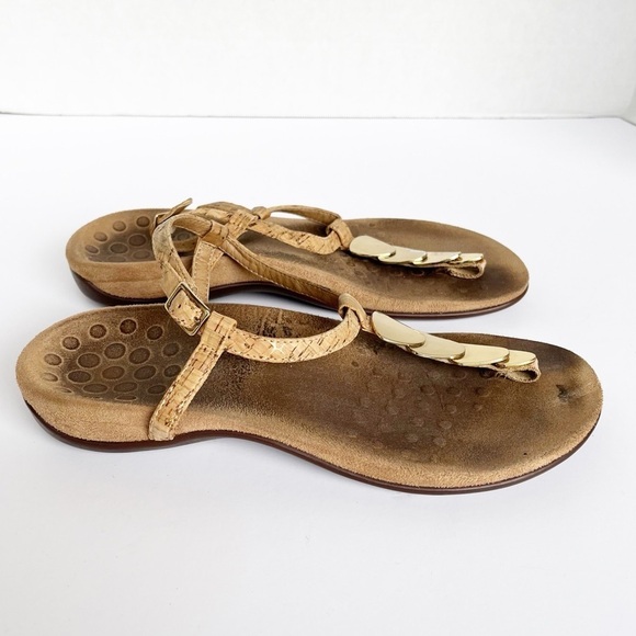 Vionic Miami Cork Straps Thong Slingback Sandals Women’s Size 9 Tan Gold Comfort - Picture 4 of 7